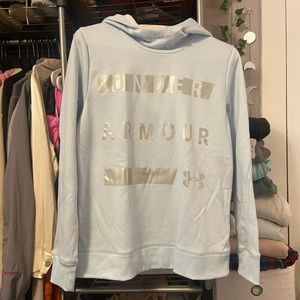 Under Armour light blue hoodie silver logo